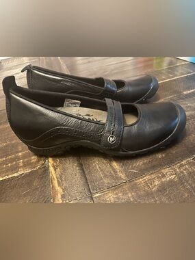 Merrell Plaza Bandeau Black Leather Mary Jane Comfort Flats with Nonslip Bottom